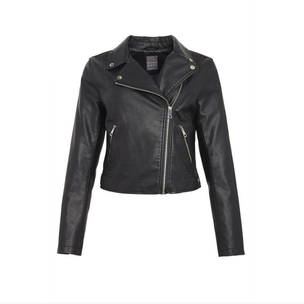 Black Essential Faux Leather Biker Jacket